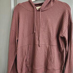Chaser Waffle Knit Hoodie Dusty Rose Mauve Size M